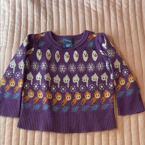 Disney FROZEN 100% Cotton Purple Frozen Character Knit Sweater